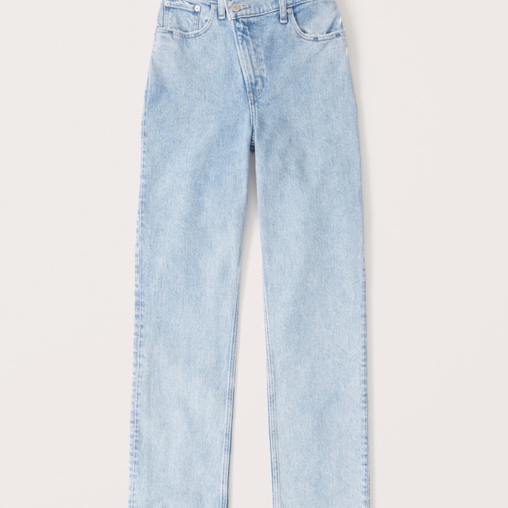 Abercrombie curve love 90s straight leg ultra high rise jeans criss cross waist